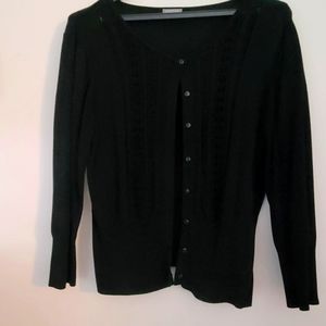 Black lightweight cardigan sweater